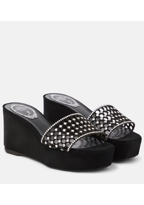 Rene Caovilla Embellished suede platform slides