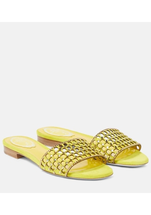 Rene Caovilla Crystal-embellished suede slides
