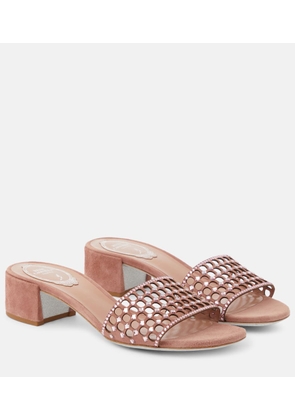Rene Caovilla Embellished suede mules