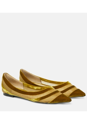 Jimmy Choo Love velvet-trimmed ballet flats