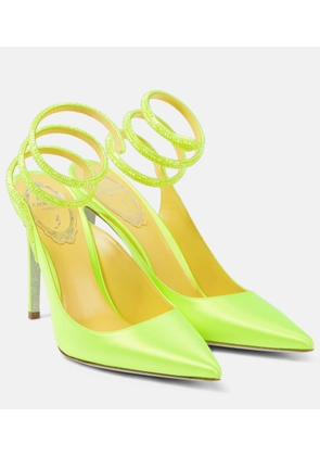 Rene Caovilla Cleo crystal-embellished satin pumps