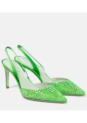Rene Caovilla Embellished satin slingback pumps