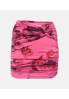 Blumarine Floral ruched miniskirt