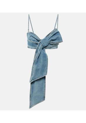 Blumarine Bow-detail denim crop top