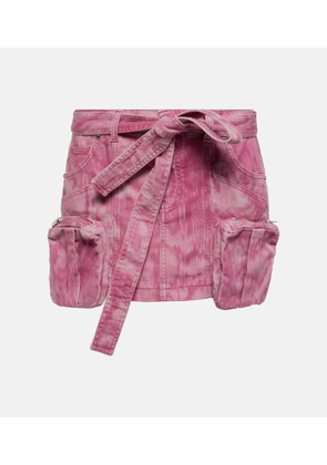 Blumarine Camouflage denim cargo miniskirt