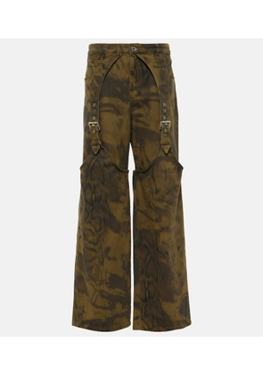 Blumarine Printed denim wide-leg pants