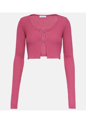 Blumarine Logo ribbed-knit cropped cardigan