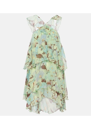 Stella McCartney Tiered printed silk minidress