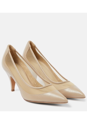 Khaite River leather and mesh pumps