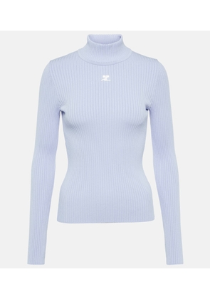 Courreges Logo ribbed-knit turtleneck sweater