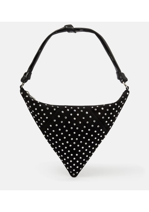 Amina Muaddi Cameron embellished suede shoulder bag