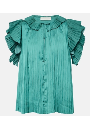 Ulla Johnson Elli pleated ruffled satin blouse