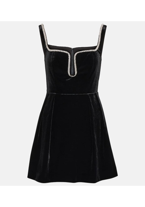 Self-Portrait Embellished velvet minidress