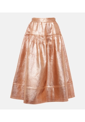 Ulla Johnson Astrid foiled denim midi skirt