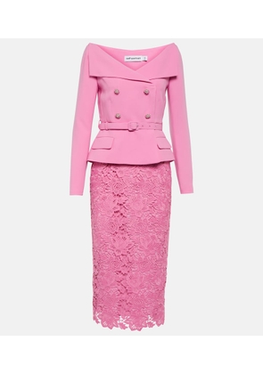 Self-Portrait Off-shoulder crepe and lace midi dress