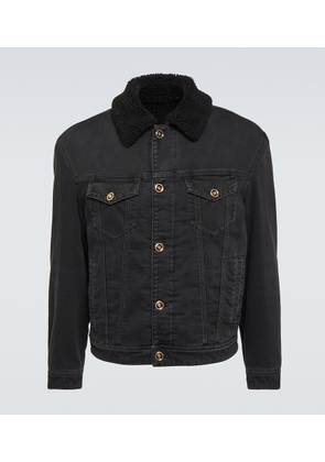 Versace Blouson faux shearling-lined denim jacket