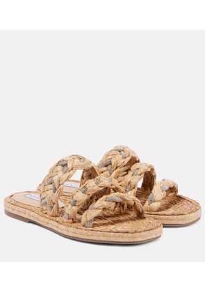 Aquazzura Costiera embellished raffia sandals