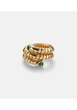 Marina B Trisola 18kt gold ring with emeralds