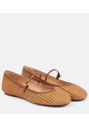 Gianvito Rossi Carla raffia and leather ballet flats