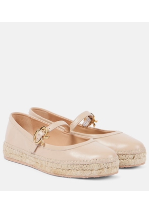 Gianvito Rossi Leather and raffia espadrilles