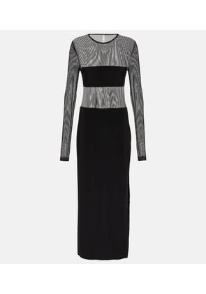 Norma Kamali Dash mesh and jersey maxi dress