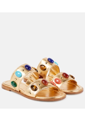 Gianvito Rossi Shanti embellished metallic leather sandals