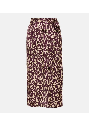 Velvet Juno printed satin midi skirt