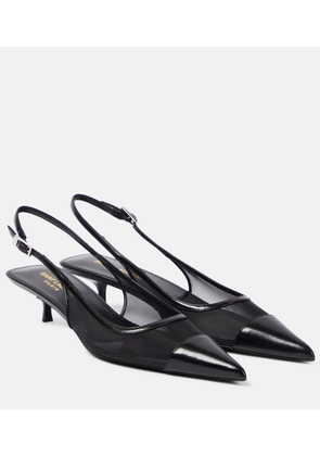 Saint Laurent Oxalis 30 leather-trimmed slingback pumps