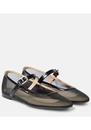 Le Monde Beryl Patent leather-trimmed mesh flats