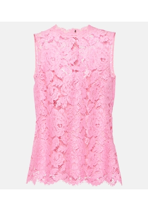 Dolce&Gabbana Floral crepe de chine lace top