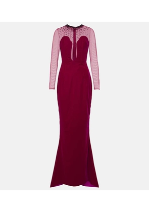 Miss Sohee Embellished cotton-blend velvet gown