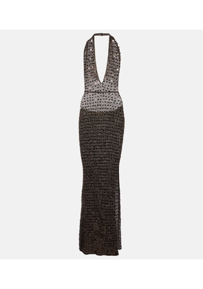 Aya Muse Enodia sequined halterneck maxi dress