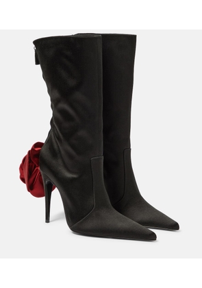 Magda Butrym Floral-applique satin sock boots