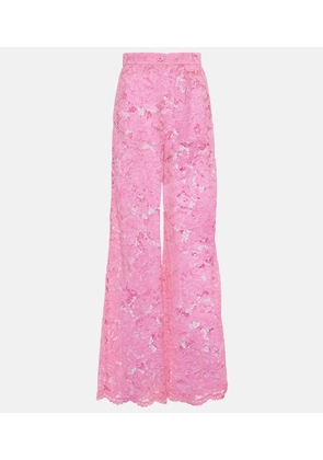 Dolce&Gabbana High-rise lace wide-leg pants