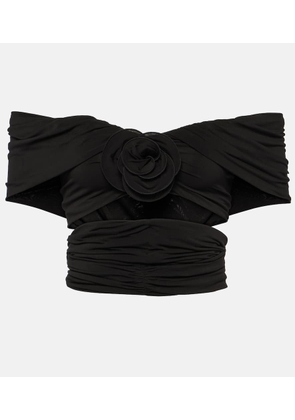 Magda Butrym Floral off-shoulder ruched crop top