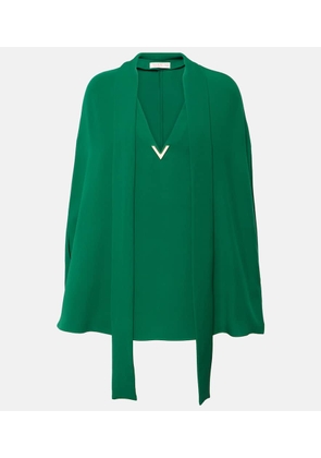 Valentino Caped tie-neck silk blouse