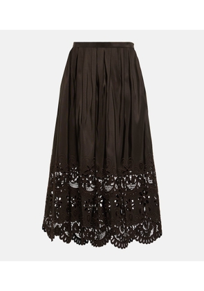 Valentino Broderie anglaise silk midi skirt