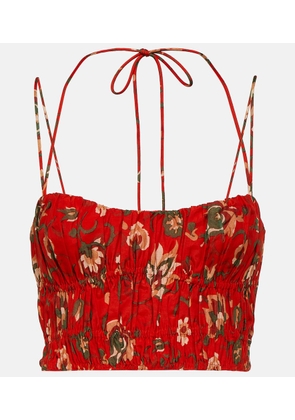 SIR Reyes printed cotton and silk crop top