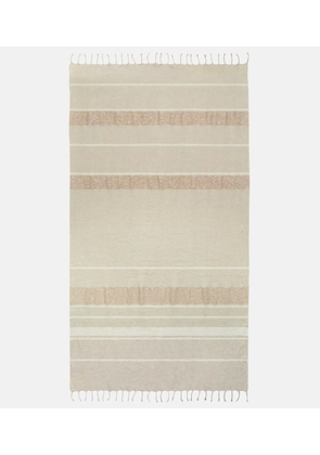 Brunello Cucinelli Fringed linen-blend lame throw