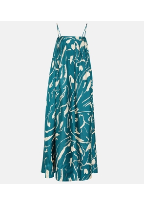 Asceno Heather printed silk maxi dress