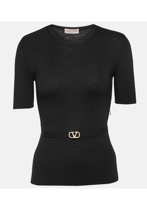 Valentino Belted virgin wool sweater