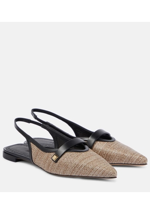 Max Mara Leather-trimmed slingback flats