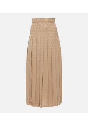 Valentino Toile Iconographe pleated silk midi skirt