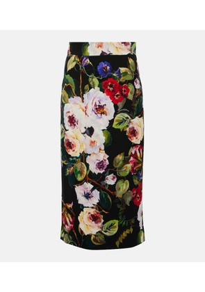Dolce&Gabbana Rose Garden charmeuse midi skirt