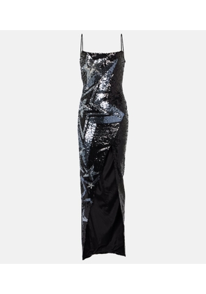 Balmain Sequined side-slit maxi dress