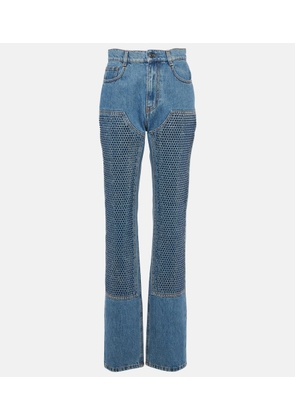 Area Crystal-embellished high-rise straight jeans
