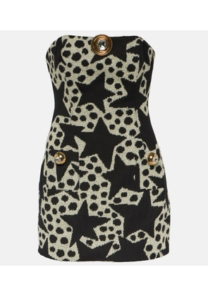 Area Jacquard strapless cotton-blend minidress