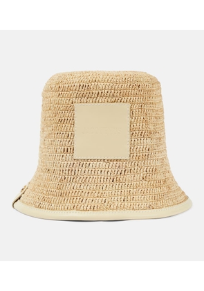 Jacquemus Le Bob Soli logo raffia bucket hat