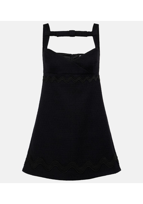 Patou Bow-detail cotton-blend tweed minidress