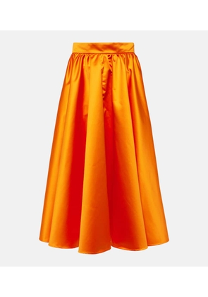 Patou Pleated satin midi skirt